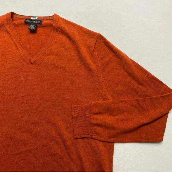 Banana Republic Extra Fine Italian Merino Sweater Men's L Burnt Orange Wool - Picture 4 of 12